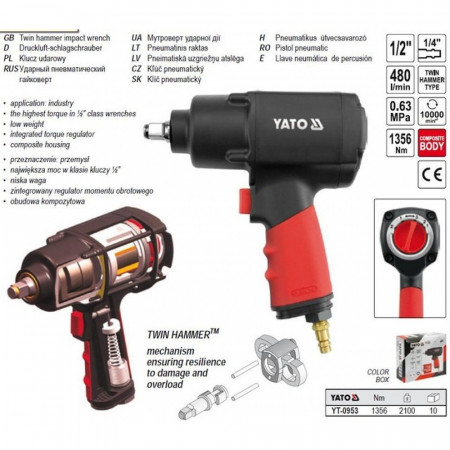 Пневмогайковерт YATO YT-0957 черный