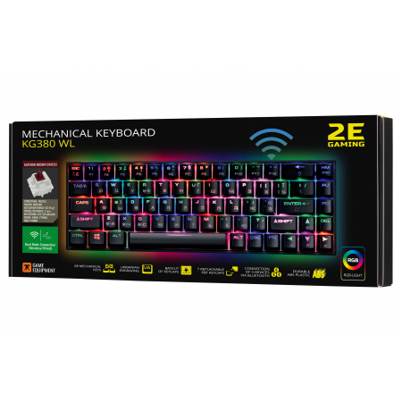 Клавиатура проводная 2E GAMING KG380 (2E-KG380UBK-BR BROWN SWITCH) черный