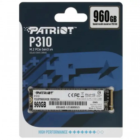 960 гб SSD диск Patriot P310 (P310P960GM28) чёрный