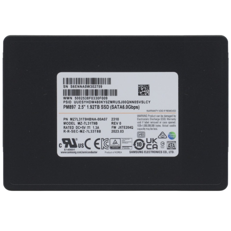1.92 ТБ SSD диск Samsung PM897 (MZ7L31T9HBNA‑00A07) чёрный