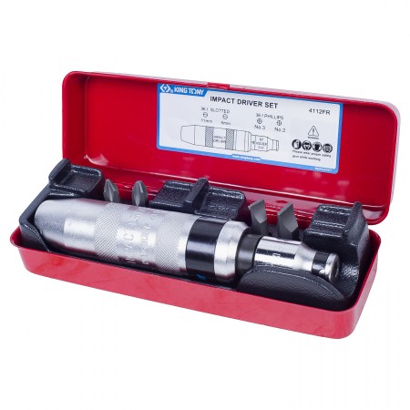 Отвертка ударная с принадлежностями KING TONY 5/16 (4112FR) белый