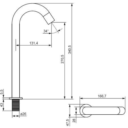 Смеситель Damixa Scandinavian Pure  (360280000) серебристый