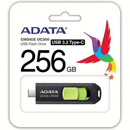 256 ГБ USB Флеш-накопитель ADATA UC300 (ACHO-UC300-256G-RBK/GN) черный/зеленый
