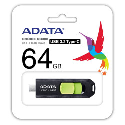 64 ГБ USB Флеш-накопитель ADATA UC300 (ACHO-UC300-64G-RBK/GN) черный/зеленый