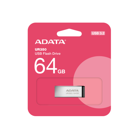 64 ГБ USB Флеш-накопитель ADATA UR350 (UR350-64G-RSR/BK) серебристый