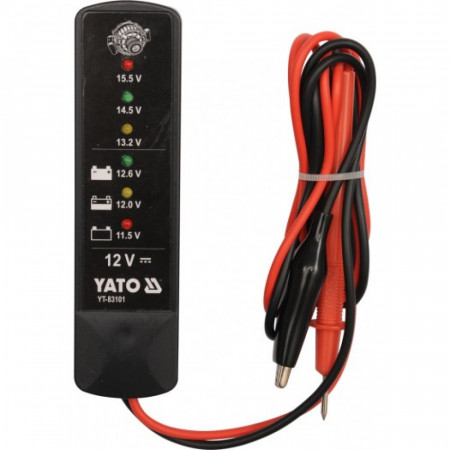 Цифровой аккумуляторный тестер YATO YT-83101 черный
