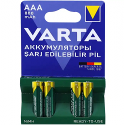 Аккумулятор Varta AAA Ready2Use HR03 (56703-4) 800mAh/1.2V 4шт зеленый