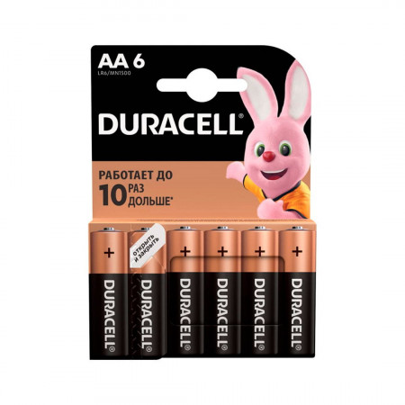 Батарейка Duracell Basic AA (LR6/MN1500/6) 6шт черный