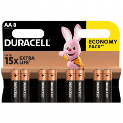 Батарейка Duracell Basic AA (LR6/MN1500/8) 8шт черный
