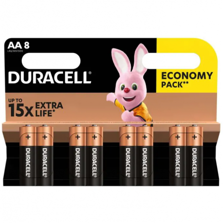 Батарейка Duracell Basic AA (LR6/MN1500/8) 8шт черный
