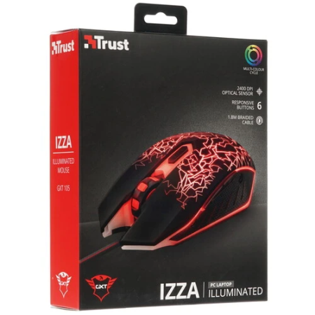 Мышь проводная Trust GXT105 Izza Illuminated (21683) черный