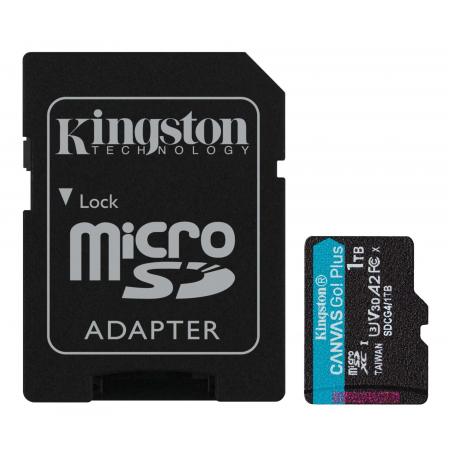 1000 ГБ Карта памяти Kingston Canvas Go! Plus microSDXC (SDCG4/1TB) черный + адаптер