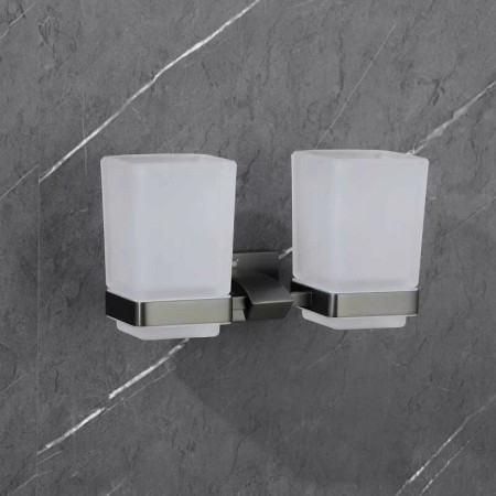 Держатель + 2 стакана Gappo G0708-9 оружейная сталь