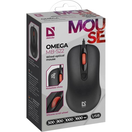 Мышь проводная Defender Omega MB-522 (52522) черный