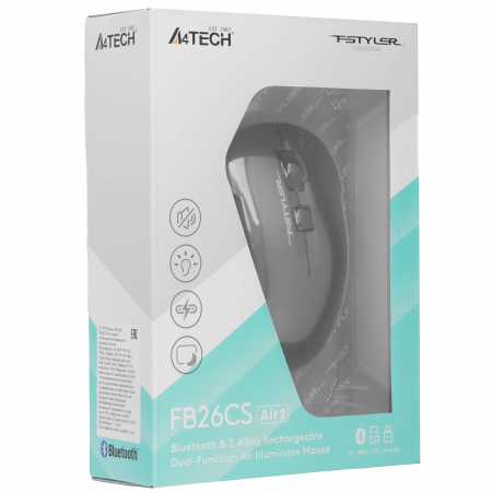 Мышь беспроводная A4Tech Fstyler FB26CS Air2 (FB26CSAir 2 Smoky Grey) серый