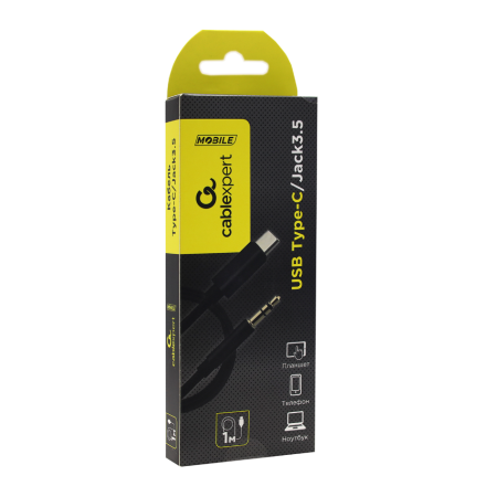 Переходник USB Type-C-3.5 mm jack Cablexpert CCAB-CM35M-1M-B 1 м черный
