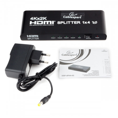 Разветвители и преобразователи видеосигнала HDMI Cablexpert DSP-4PH4-02 черный