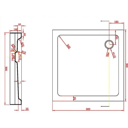 Душевой поддон Bravat Type-S2 белый