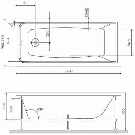 Ванна APPOLO Gamma (ВПР0230200100) белый