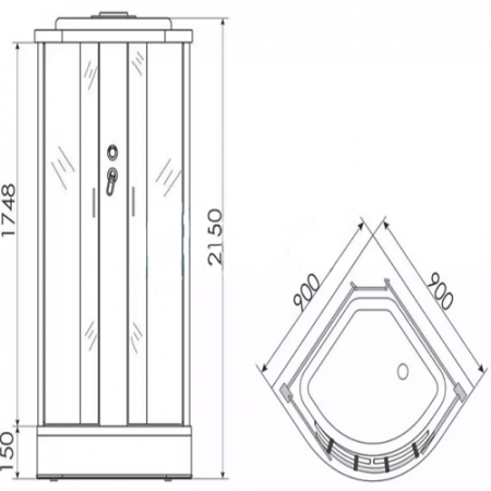 Душевая кабина ERLIT ER3509P-C4 900*900*2150 (ER3509P-C4-RUS (GRAY)) серый