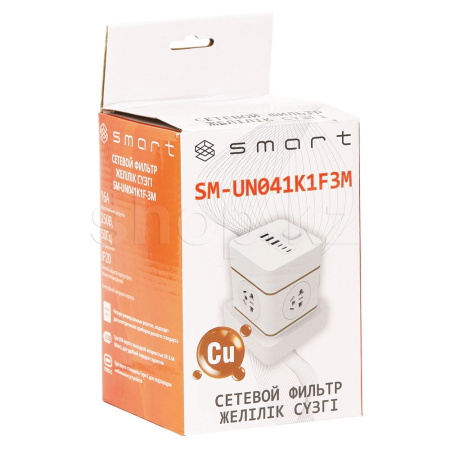 Сетевой фильтр SMART SM-UN041K1F3M белый 3 м