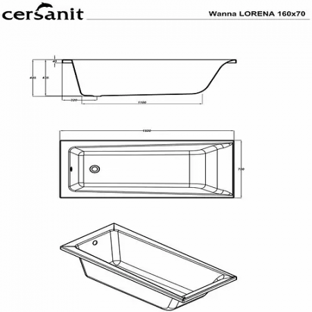Ванна Cersanit LORENA 160x70 (63322) белый