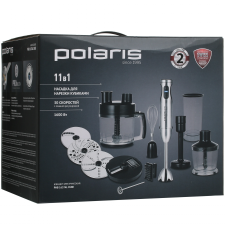 Блендер погружной Polaris PHB 1637AL CUBE серебристый