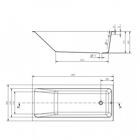 Ванна Cersanit CREA 180x80 (64873) белый