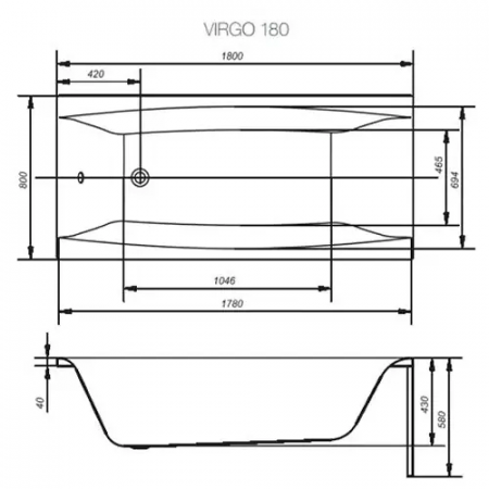 Ванна Cersanit VIRGO 180x80 (64626) белый