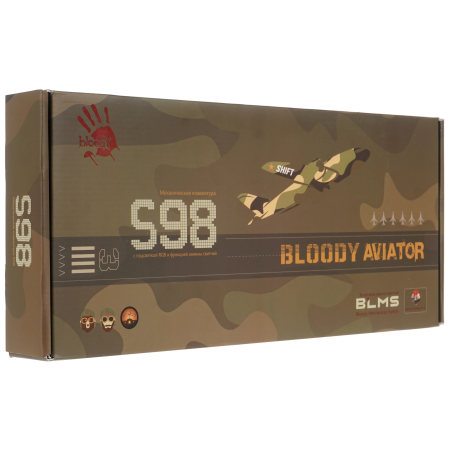 Клавиатура проводная A4Tech Bloody S98-Aviator зеленый