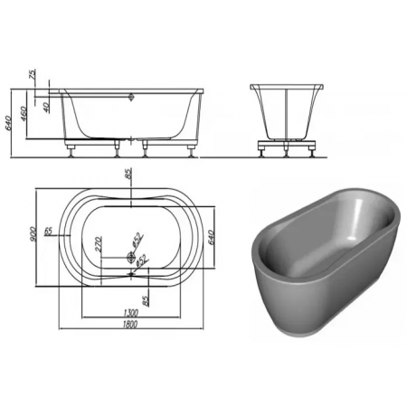 Ванна Kolpa San LIBERO 180x90 BASIS (5035-01) белый