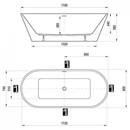 Ванна RAVAK SOLO 1780x800 (XC00100025) белая