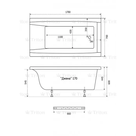 Ванна Triton Джена 170x70 белый
