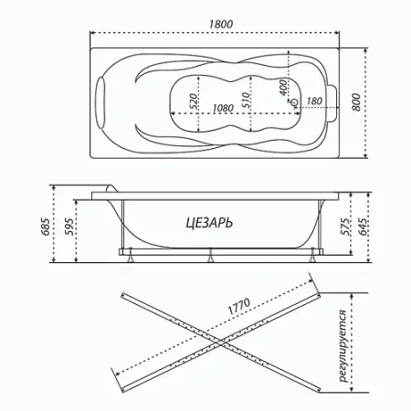 Ванна Triton Цезарь Экстра 1800х800 (Щ0000042719) белый