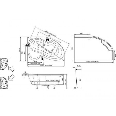Ванна RAVAK ROSA II 150х105 L (CK21000000) белая