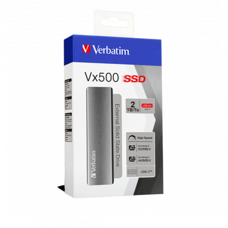 2 ТБ Внешний SSD диск Verbatim VX500 (47454) серый