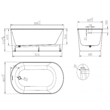 Ванна Creo Ceramique HD8621 (BA0008) белый