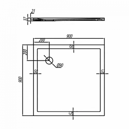Душевой поддон АКВАТОН КАЛИФОРНИЯ 90x90 (1A713636CA010) белый