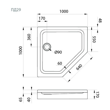 Душевой поддон Triton ПД29 (Щ0000056825) белый