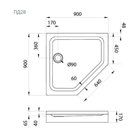 Душевой поддон triton ПД28 (Щ0000052850) белый