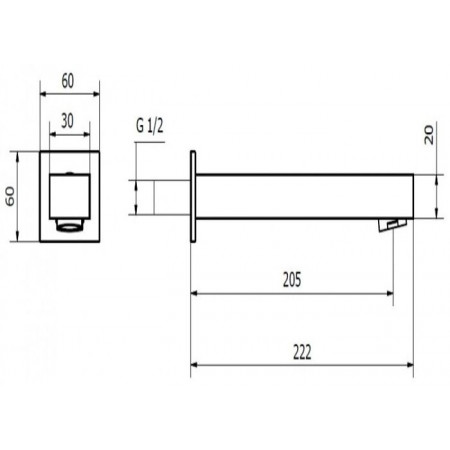 Излив для ванной Teorema Quadro 0314011-001 белый