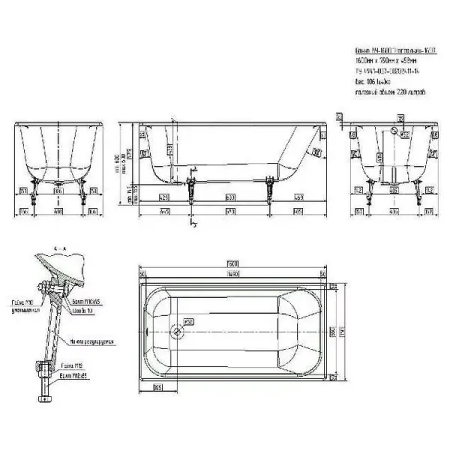 Ванна Универсал Настальжи-У (Ностальжи-1600Р) белый