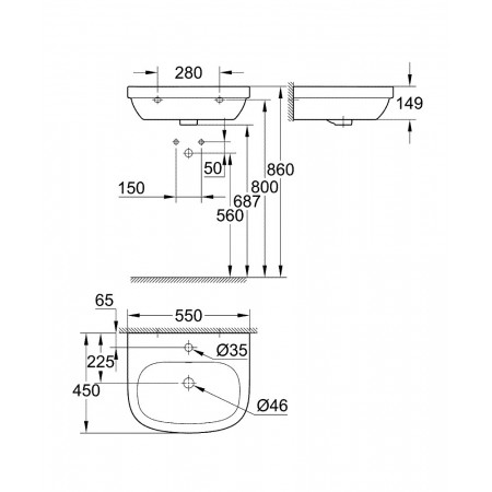 Раковина Grohe Euro Ceramic 55 (39336000) белый