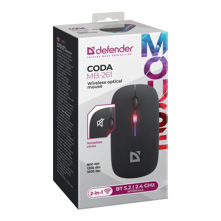 Мышь беспроводная Defender Coda MB-261 (52261) черный