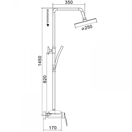 Душевая система Rose R1136H черный