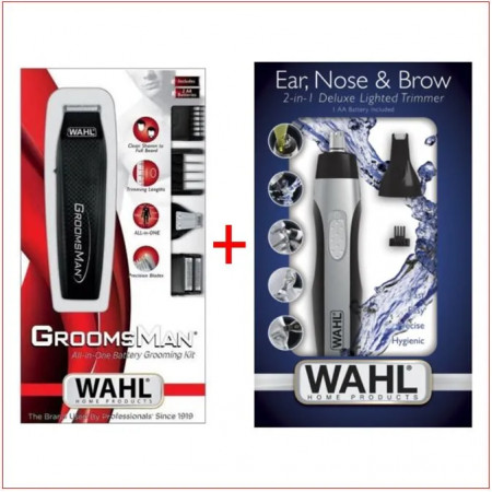 Машинка для стрижки волос Wahl Groomsman + Wahl Nose trimmer 05537-3016 + 05546-216 черный