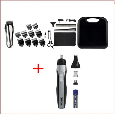 Машинка для стрижки волос Wahl Lithium-Ion Cordless + Wahl Nose trimmer 79600-3116 + 05546-216 серебро-черный