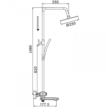 Душевая система Rose R3996H черный