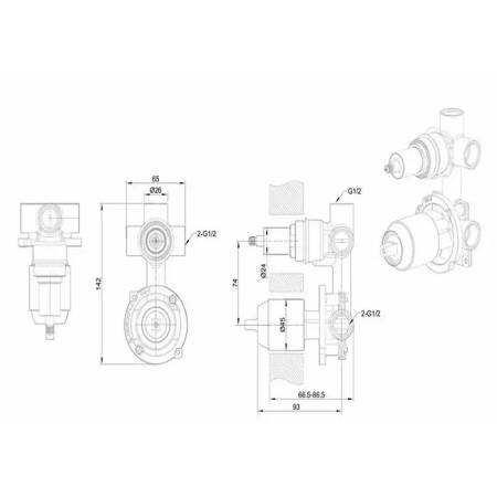 Cкрытая монтажная часть для ванны Bravat Eddie 3-функции (D969RBG-B-ENG) хром