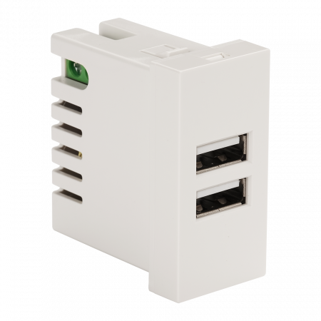 Кабельная розетка LANMASTER LAN-EZ45x22-2UAA/2.1-WH белый